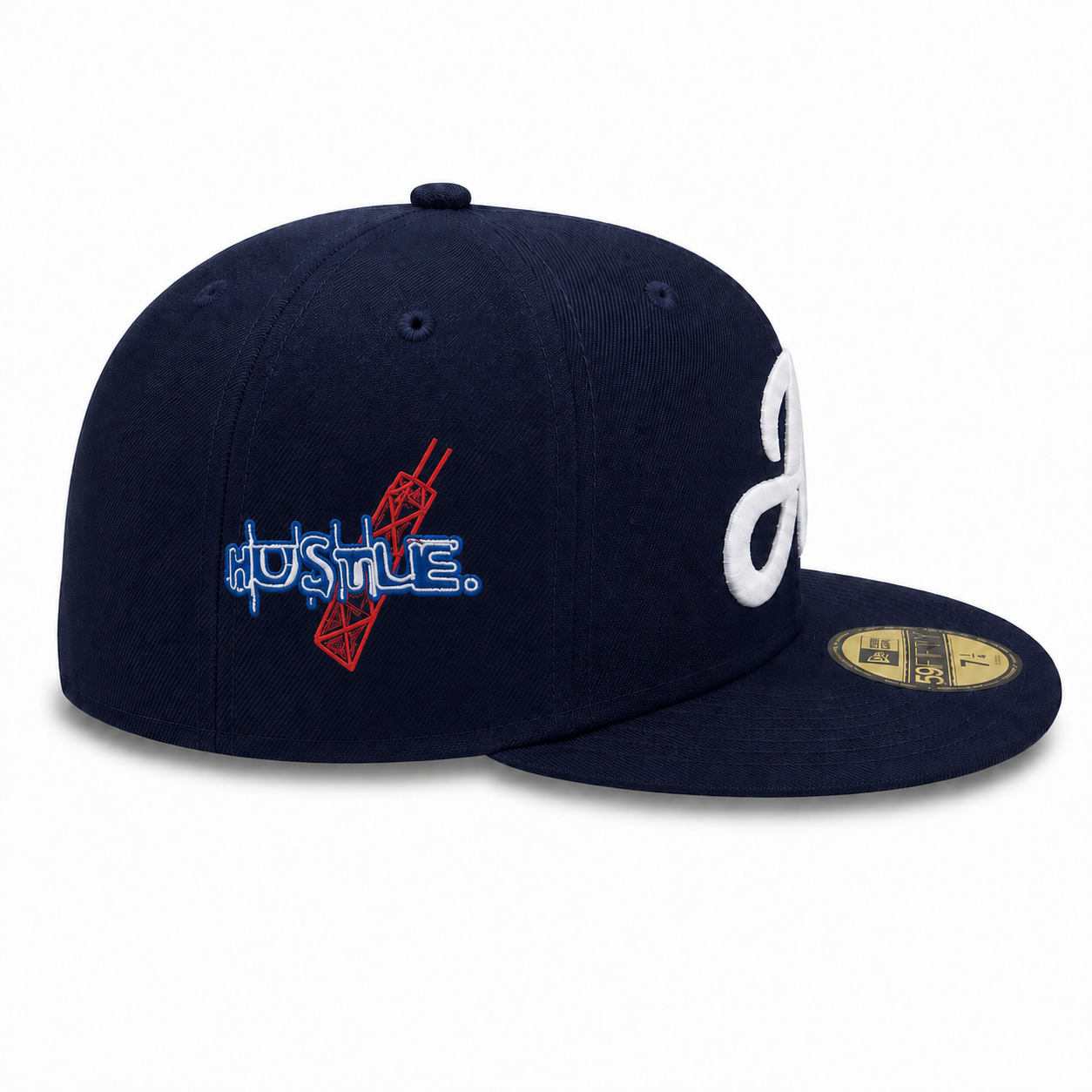 HUSTLE. "H" SCRIPT NAVY BLUE FITTED